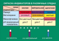 Таблица Окраска индикаторов в различных средах (винил) - «globural.ru» - Алапаевск